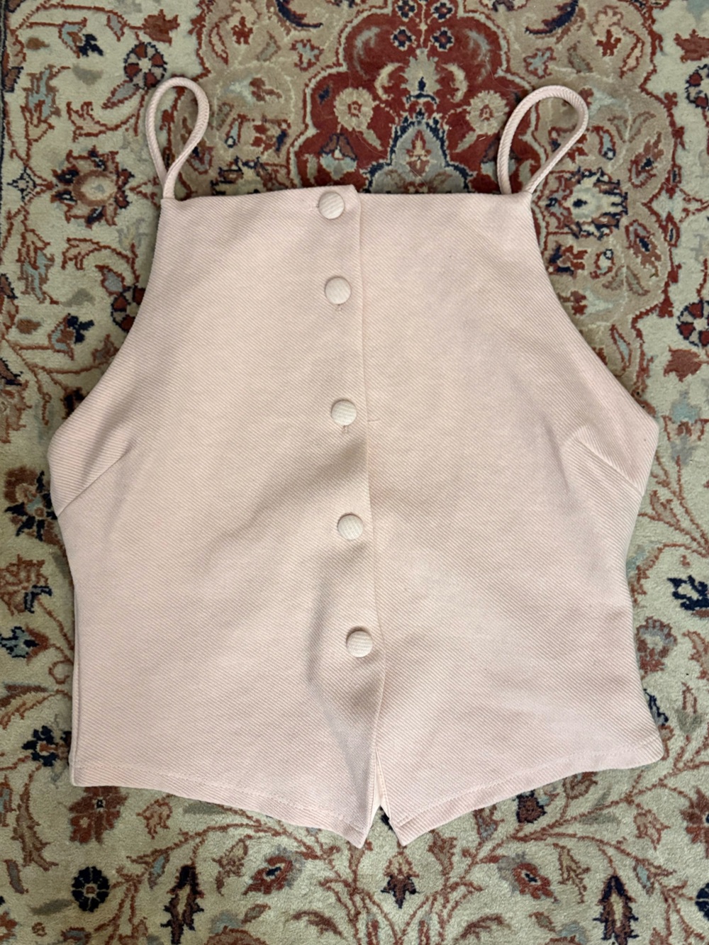 Zara Light Pink Button Up Tuxedo Style Top